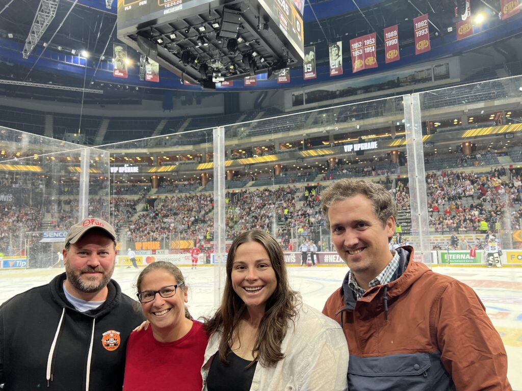 Nik, Julie, Meredith and Austin at the HC Sparta Game