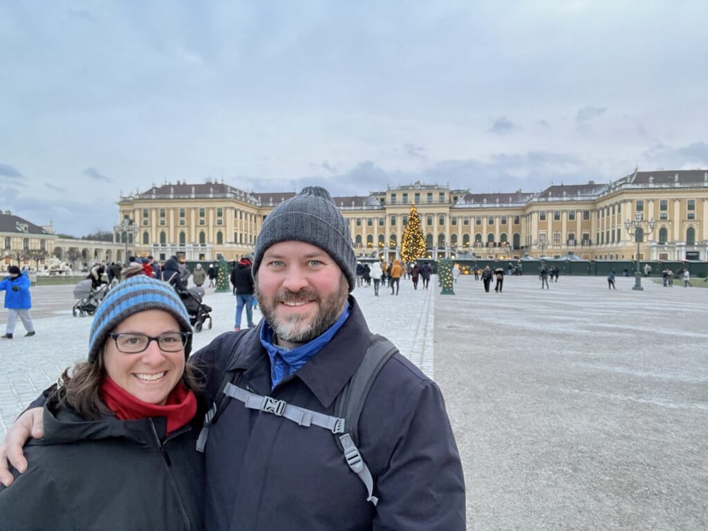 Julie and Nik at the Schönbrunn Palace Christmas Market