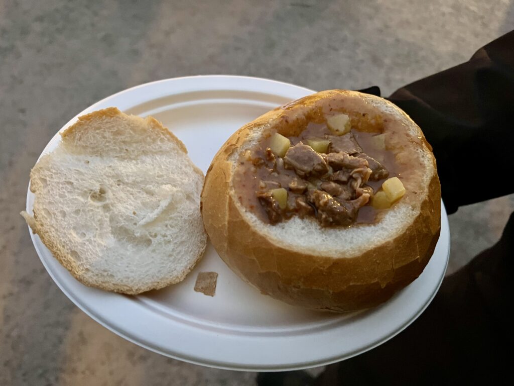 Goulash in a Bread Bowl
