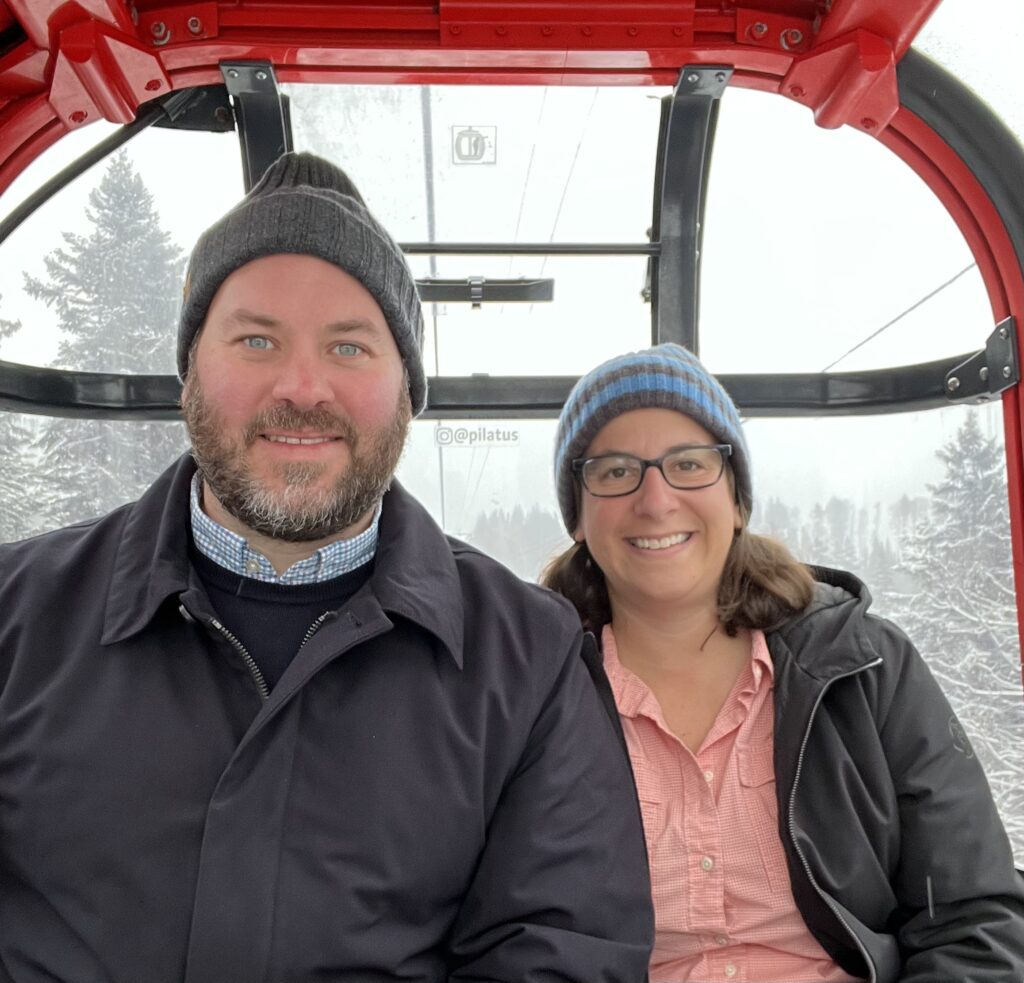 Nik and Julie in the Gondola on the Way Up