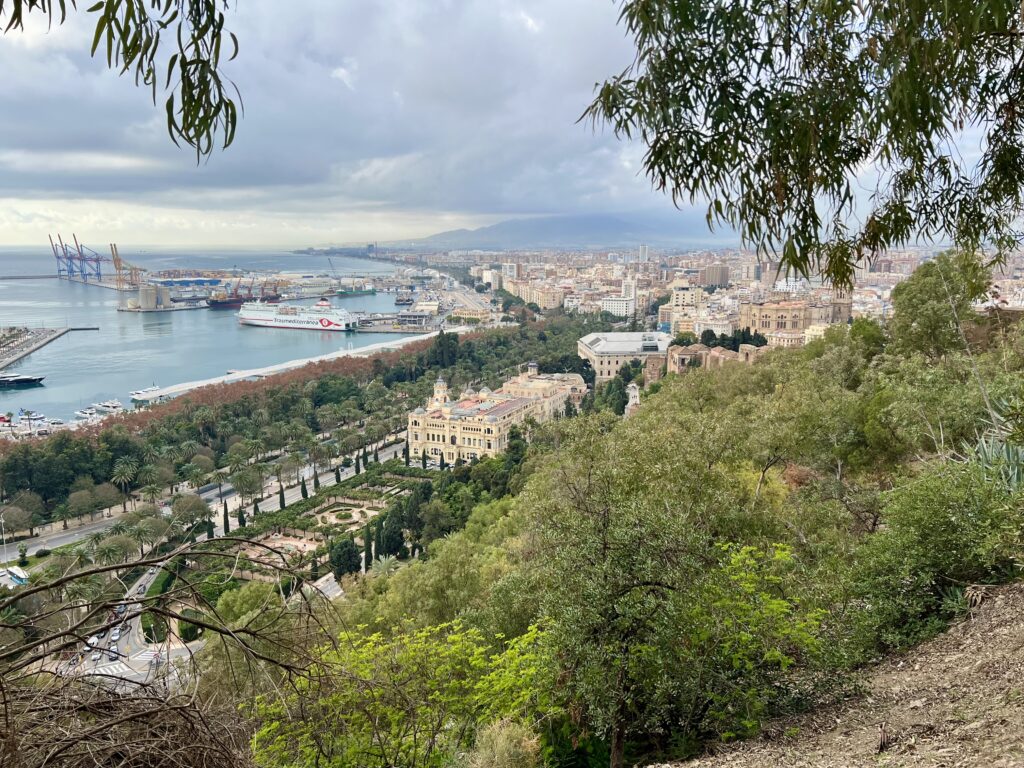 View of Malaga Port as I walk up to the Castle