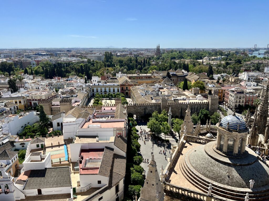 View to the Alcázar from the Cathedral Belltower