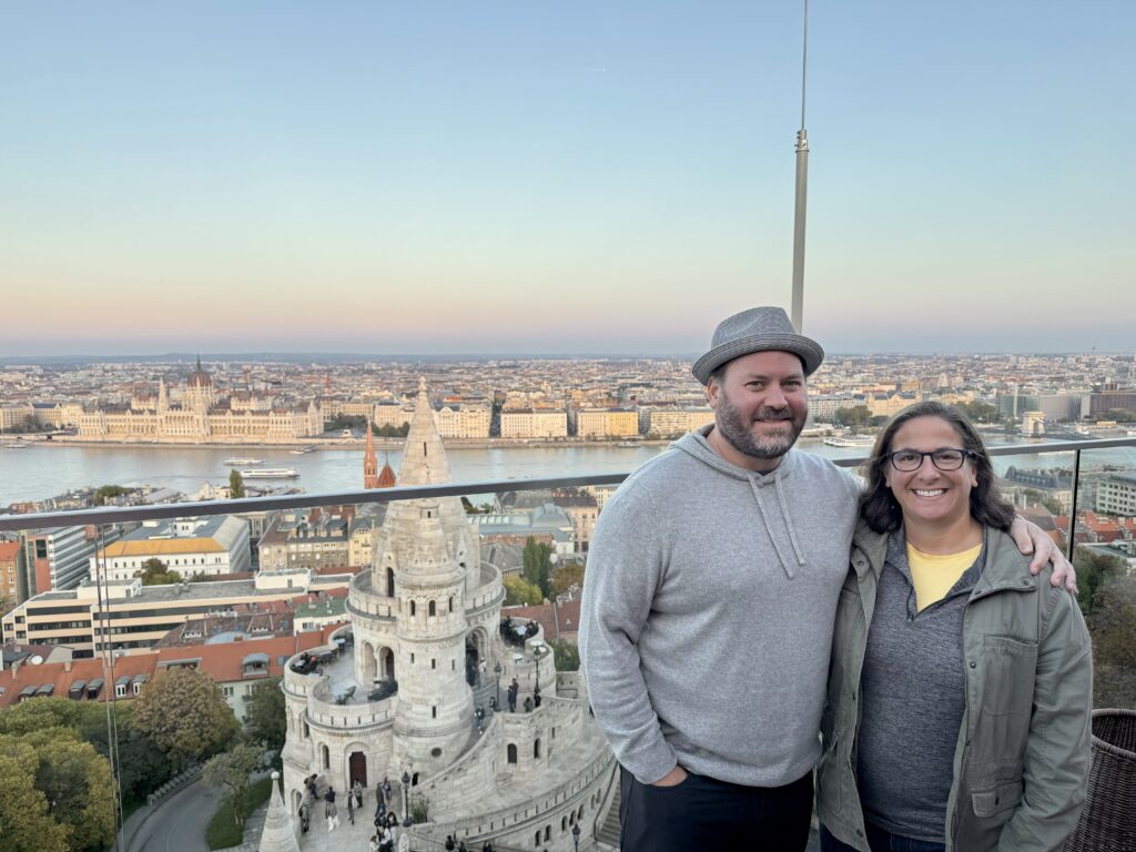 Nik and I at Skybar with Parliament in the far Distance