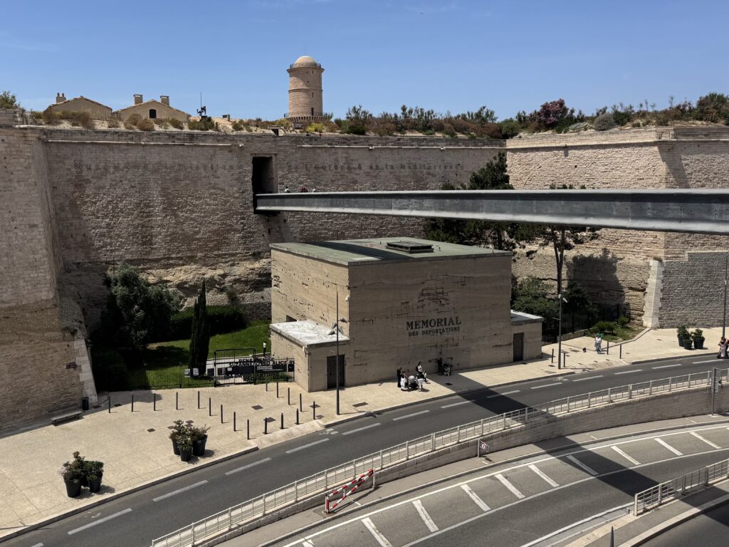 View of the Memorial of the Deportations and Fort Saint Jean