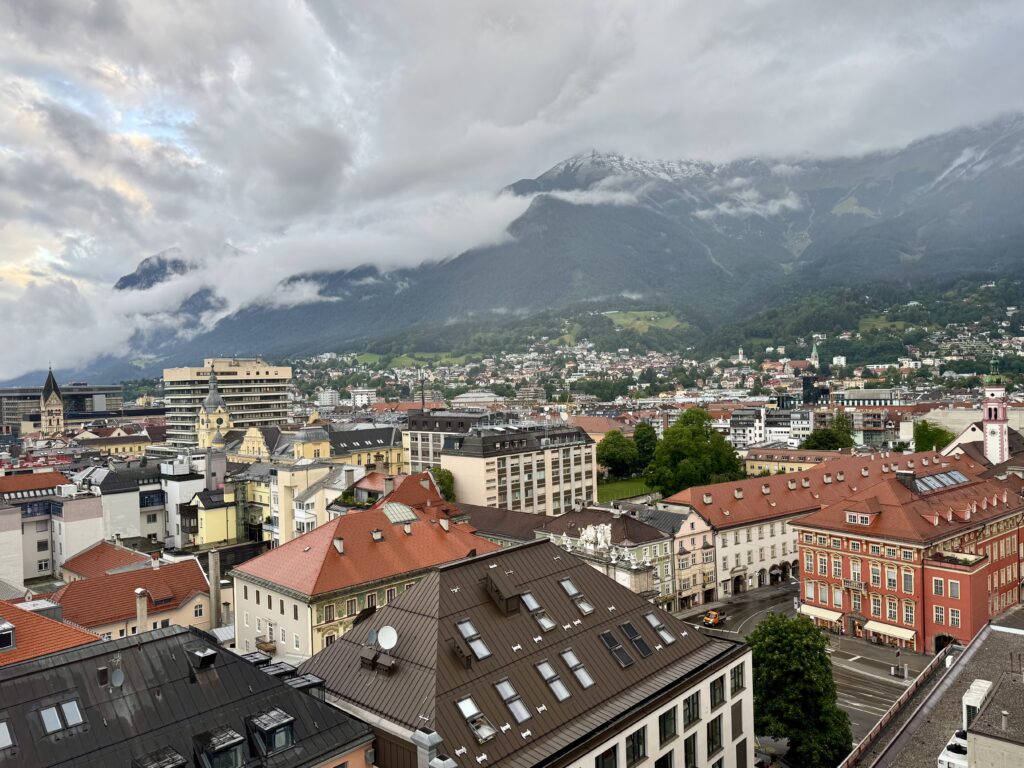 View from the AC Hotel Innsbruck with a Snowcapped Mountain