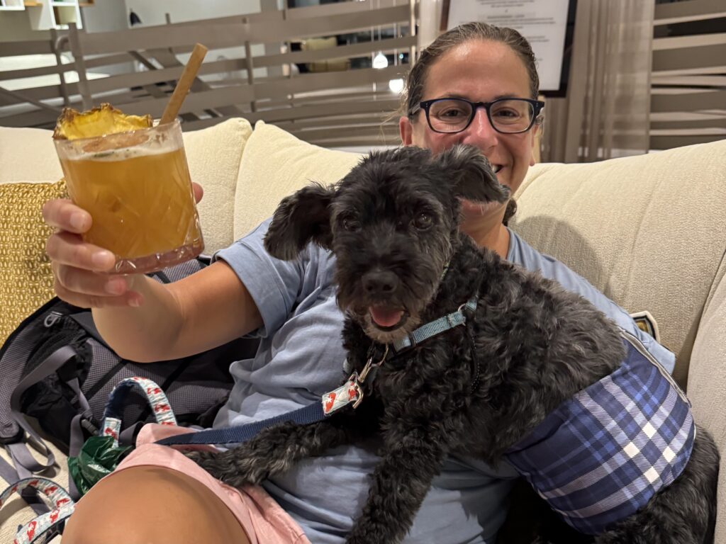 Julie and Koval Having Lobby Drinks