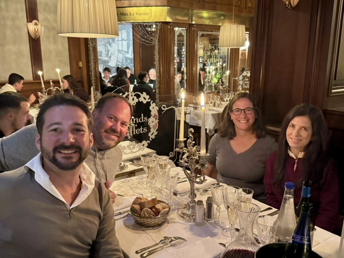 Nik, Clem, Julie and Maria at our Les Grands Buffets Table