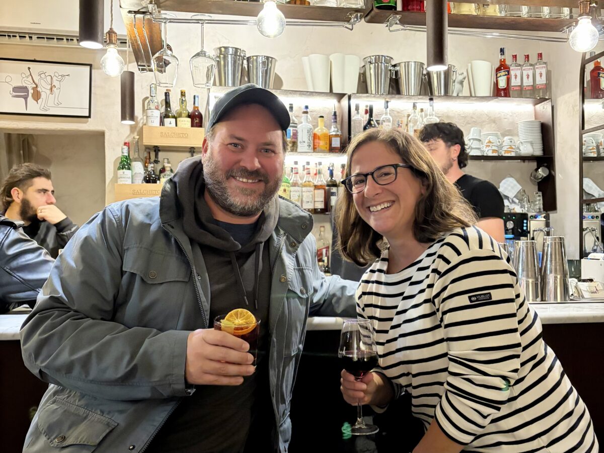 Nik and Julie at Wine Not?