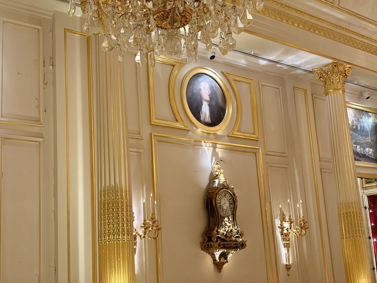 Portrait of de La Fontaine and Louis XV Wall Clock at Les Grands Buffets