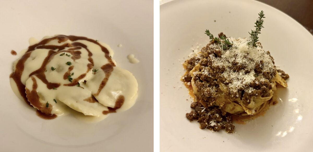 Meat Stuffed Ravioli and Pappardelle with Wild Boar Sausage