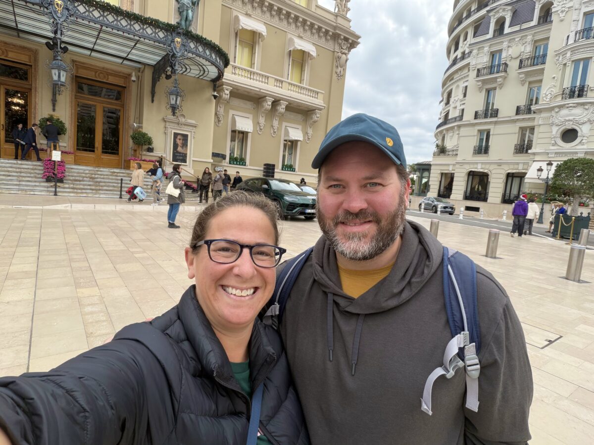 Julie and Nik Outside Casino de Monte-Carlo