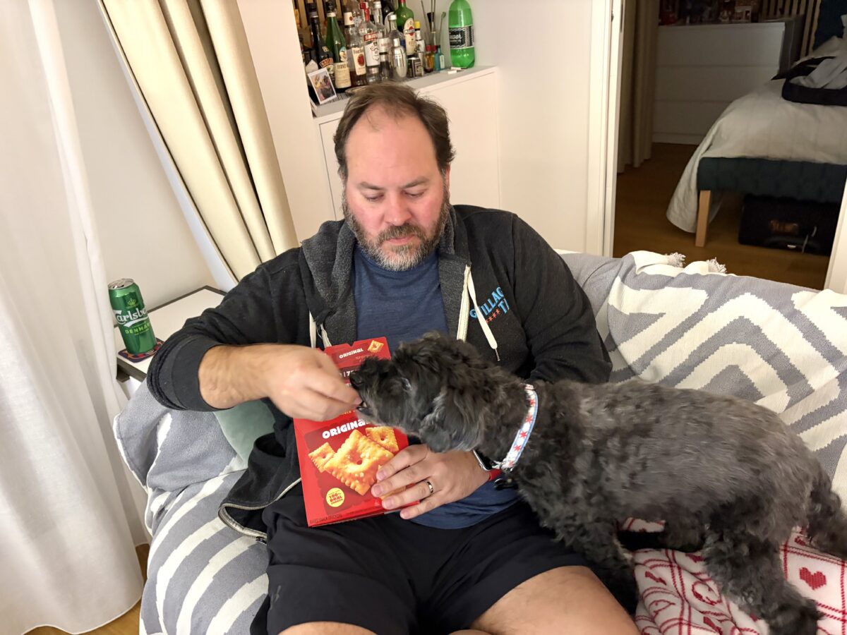 Nik and Koval Sharing Cheez-Its