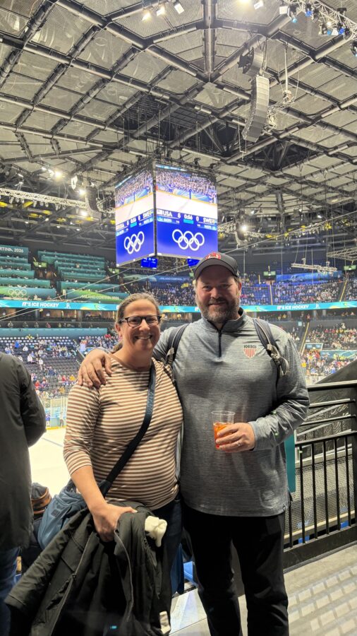 Julie and Nik at the Winter Olympics in Milan